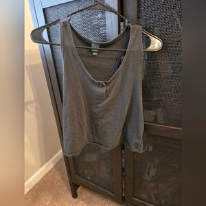 Charcoal Crop Tank With Front Botton